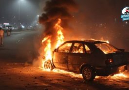 Meerut News, meerut police, UP News, Meerut car caught fire, car rider burnt alive in Meerut