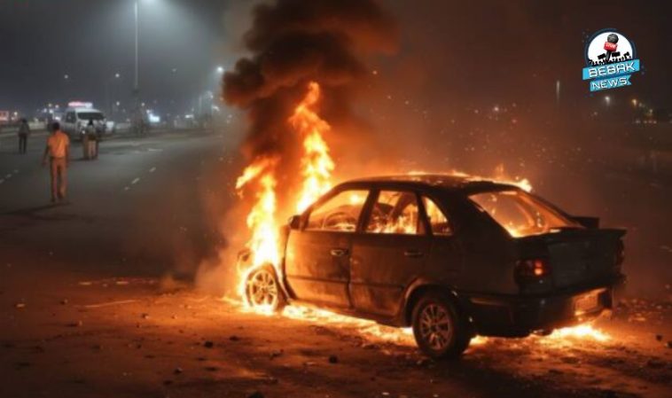 Meerut News, meerut police, UP News, Meerut car caught fire, car rider burnt alive in Meerut