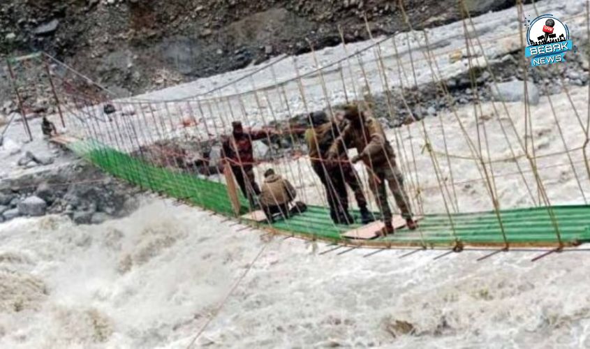 Indian Army Engineer Bridge in North Sikkim,Suspension Bridge in Sikkim,Trishakti Corps