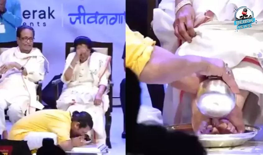 Sonu Nigam washed Asha Bhosle feet, Sonu Nigam asha bhosle feet